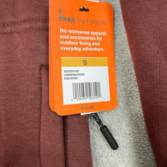 Bass Outdoor Convertible Hoodie Rum Raisin S NWT 6305 - Picture 4 of 8